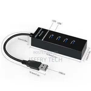 4 Port USB 3 Hub – 5 Gbps Bandwidth, Backwards Compatible To