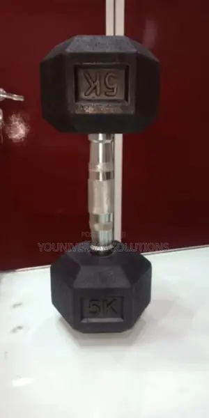 5kgs Rubber Hexagonal Dumbbells.