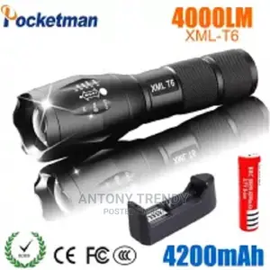 LED Flashlight Powerful XML T6 Aluminum Waterproof Zoomable.