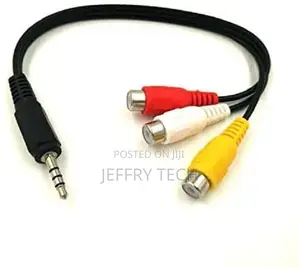 3.5mm 1/8" Male Plug to 3 RCA Female Adapter Cable, Adapter