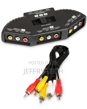 RCA Splitter With 3-Way Audio, Video RCA Switch Box + RCA Ca