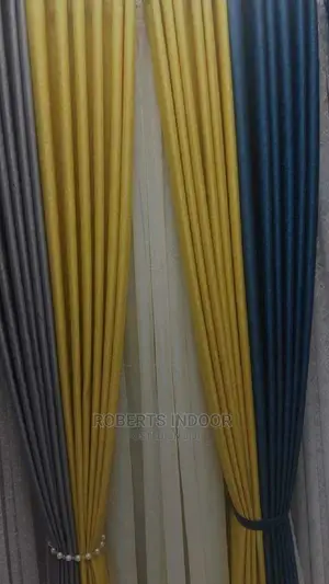 Yellow and Grey Blended House Curtain