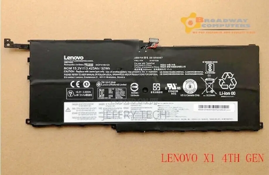 Original 01av439 Battery for Lenovo Thinkpad X1 Carbon 4th G