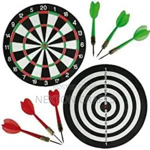 Double Sided Dart Board With 6 Darts 17" Inch Tradition