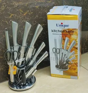 9pcs Kitchen Knive Set Unique Silver Black White