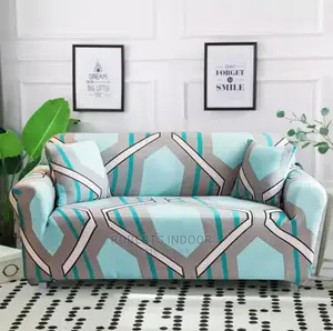 Skyblue Printed Sofa Cover 3 Seater
