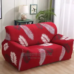 Printed Red Elegant Sofa Cover 2 Seater