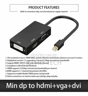 Thunderbolt Mini Display Port DP to HDMI DVI VGA Adapter Fit