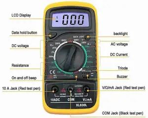 Digital Multimeter Multi-Test DC Current, Resistance,