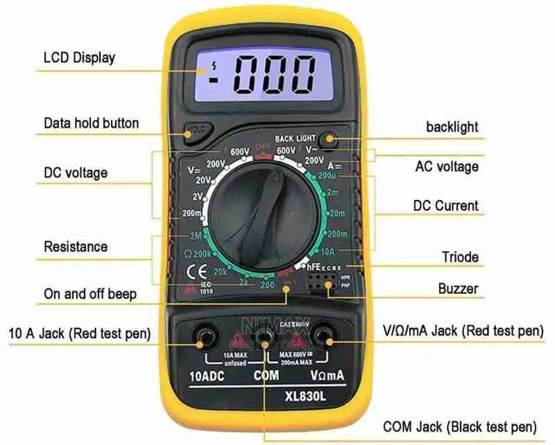Digital Multimeter Multi-Test DC Current, Resistance,