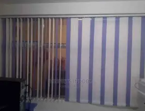 Purple and White Vertical Office Window Blinds