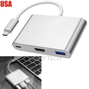 Type C USB 3.1 to USB-C 4K HDMI USB3.0 Adapter 3 in 1 Hub Fo