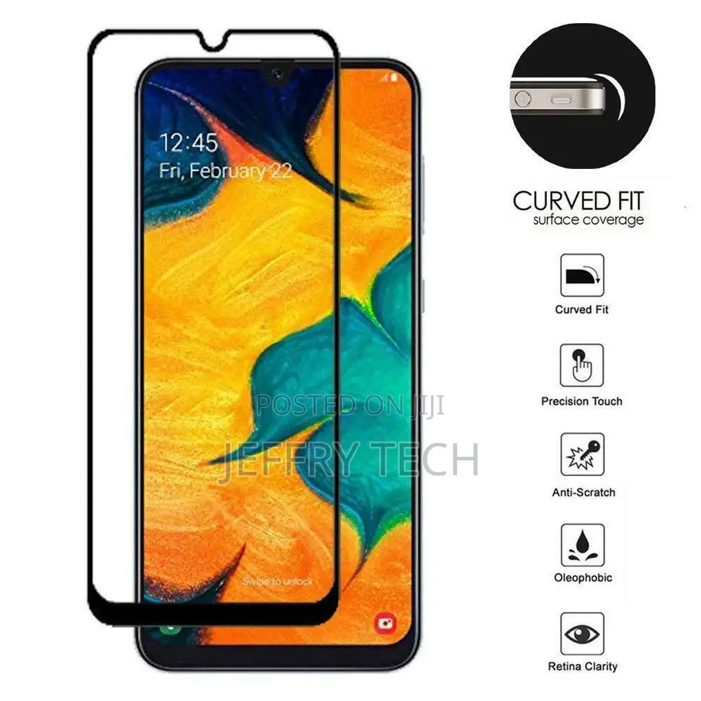 Samsung Galaxy A20 Full Screen Tempered Glass Protector Bubb
