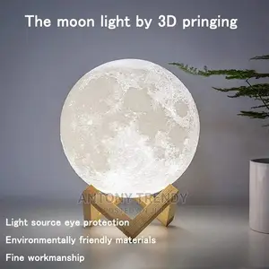 LED Night Light 3D Print Moon Lamp 8CM Battery.