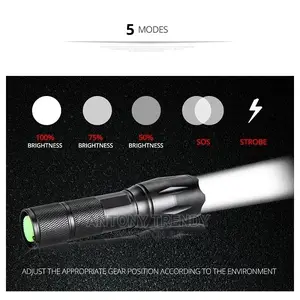 XML T6 LED Flashlight Zoomable Battery Powered Portable.