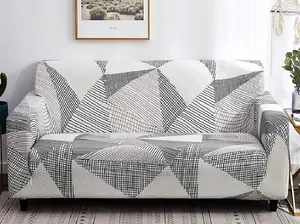 7 Sitter Printed Black and White Sofa Cover