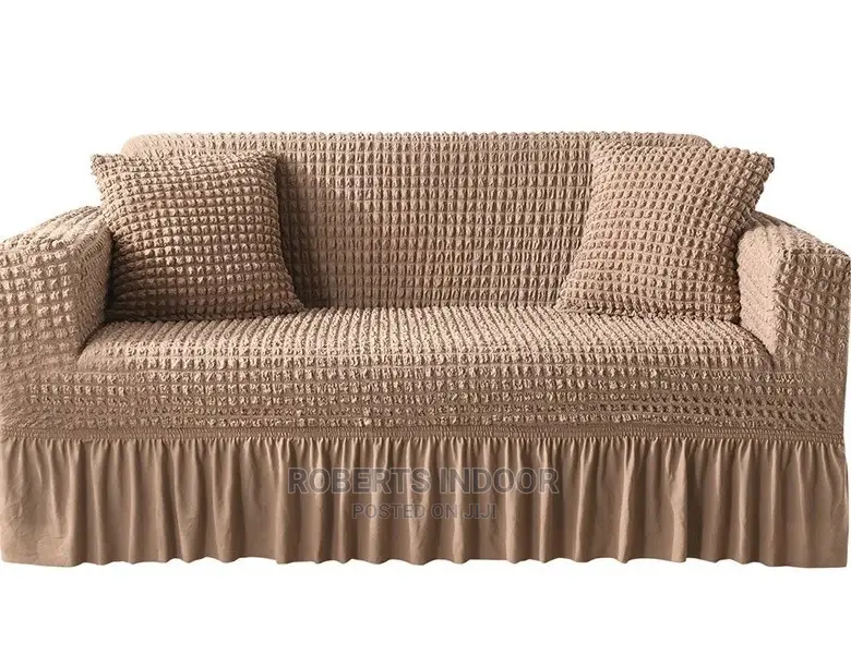 Light Brown Turkish Elastic Sofa Cover 5 Sitter