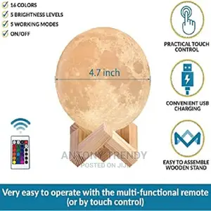 Cool Night Moon Light16 Dimmable LED Colors, Wooden