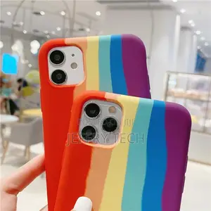 Rainbow Liquid Silicone Case for iPhone 12 13 11 Pro Max Min