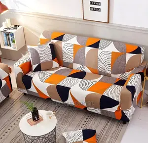 Printed Orange Elastoc Sofa Cover