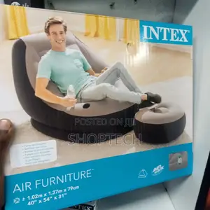 Inflatable Seat With Foot Rest and a Pump
