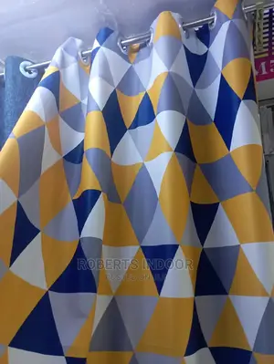 Printed Blue House Curtain