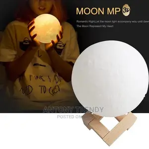 3D Printing LED Night Light Moon Light With Stand Remote .