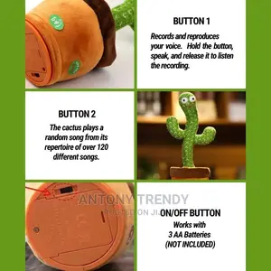 Singing And Recording Plush Cactus With Colorful Glowing .