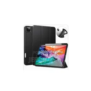 Quality iPad Pro 12.9 2020 Black Leather Smart Case- Black