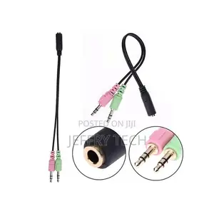 1pc 3.5mm Stereo Audio Female To 2 Male Headphone Mic Y Spl