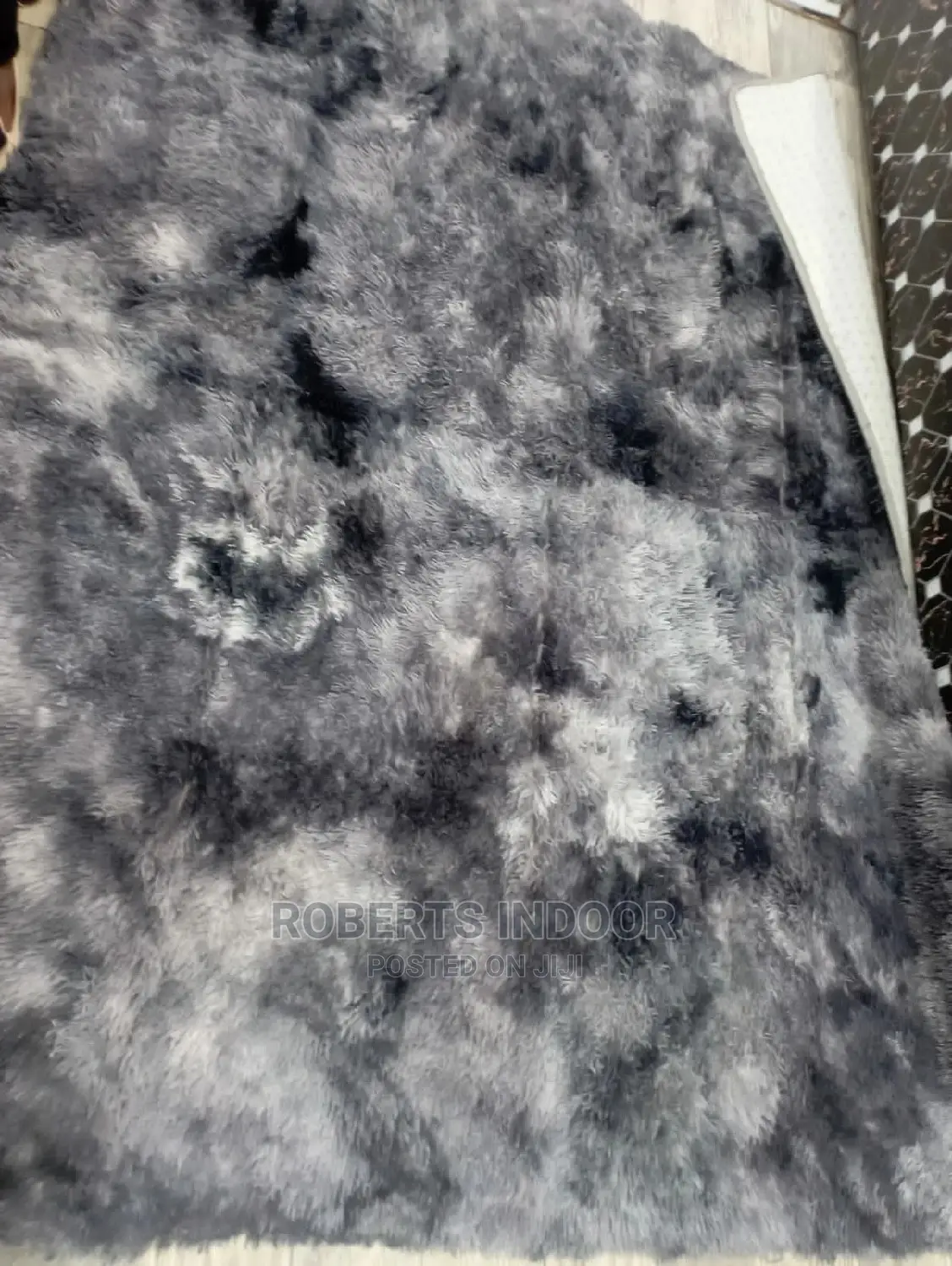 Grey Soft Patched Fluffy Carpet