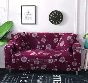 Maroon Flowered Sofa Cover