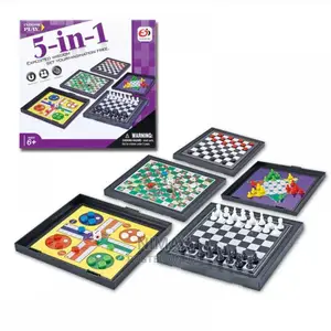 5 in 1 Chessmen Checkers Magnetic Board Game Flying Chess Ki
