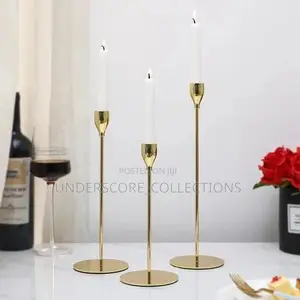 European Style Set of 3 Gold Plated Candle Holders