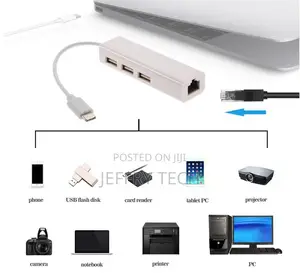 USB-C Type C to USB RJ45 Ethernet Lan Adapter Hub Cable PC C