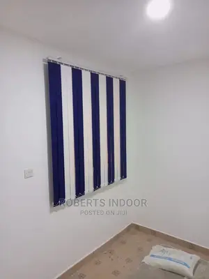Blue and White House Vertical Window Blinds