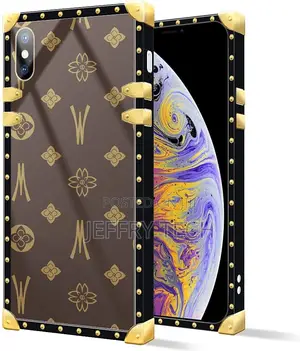 iPhone Xs Case, Brown iPhone X Cases Square Case Luxury Eleg