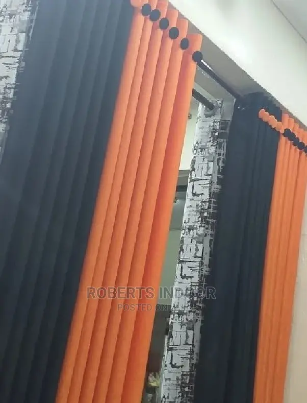 Black and Orange Elegant House Curtain