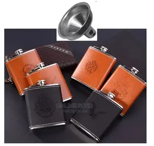 Stainless Steel Portable Whiskey Hip Flask - Funnel 2 Tot Cups - 200ml