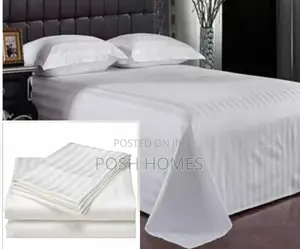 White Stripped Cotton Bed Sheets