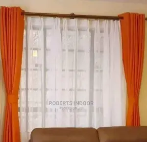 Orange Linen House Curtain