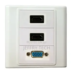 Wall Plate Outlet Cover 2 HDMI + VGA Adapter Socket for Proj