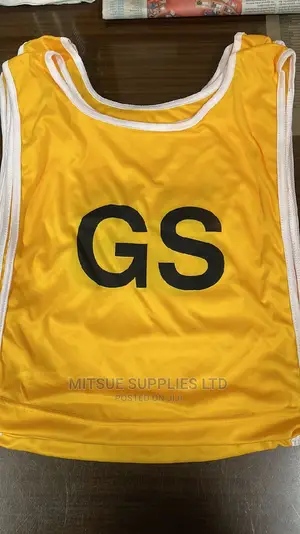 Set Of 7 Netball Bibs With Marking - Purle And Yellow