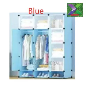Blue 3-Column Heavy Duty Plastic Wardrobe
