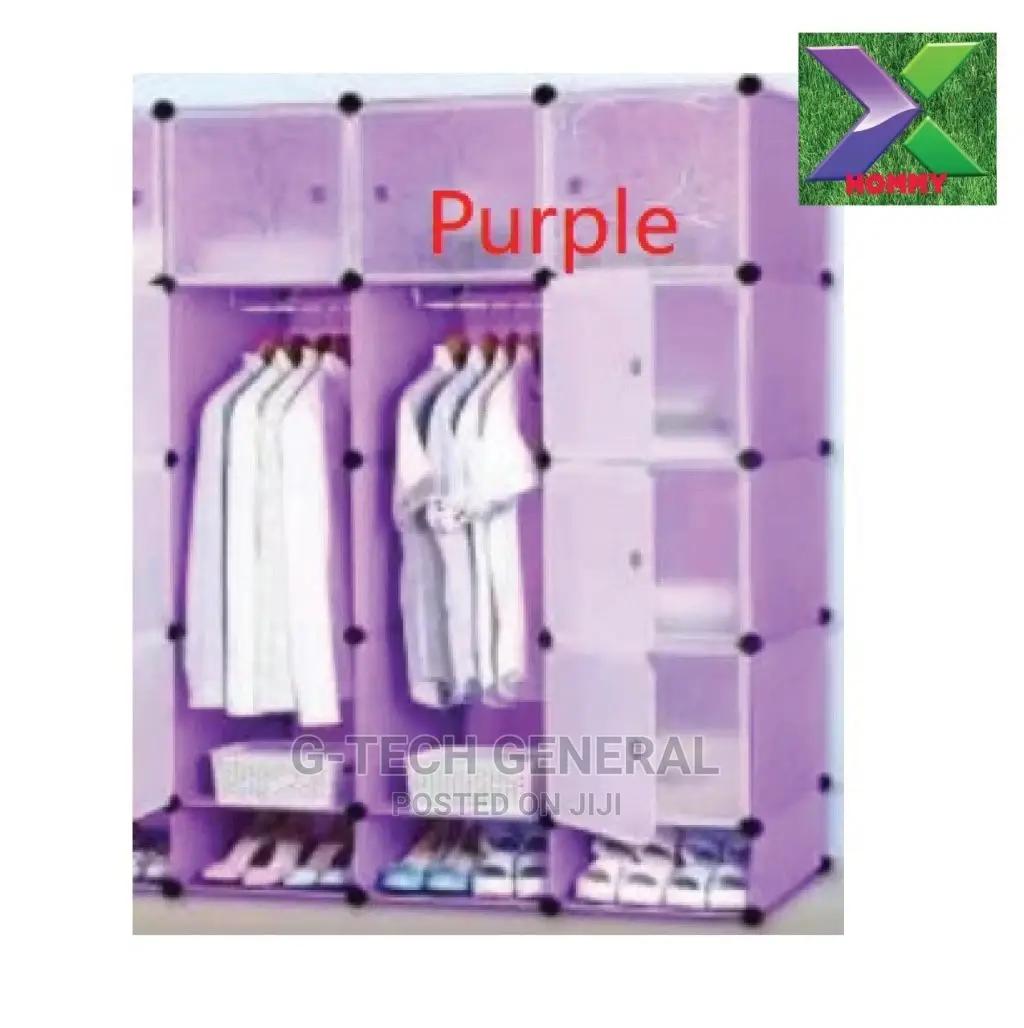 Diy Cabinet Portable 3 Column Plastic Wardrobe Multicolors