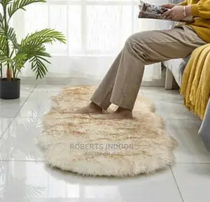 Brown and White Faux Bedside Mat