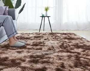 Brown Soft Patched Fluffy Carpet