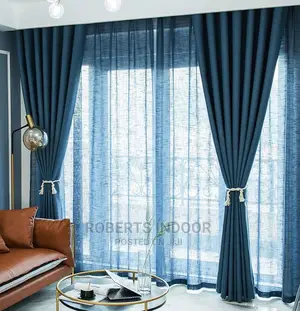 Navy Blue Elegant House Curtain