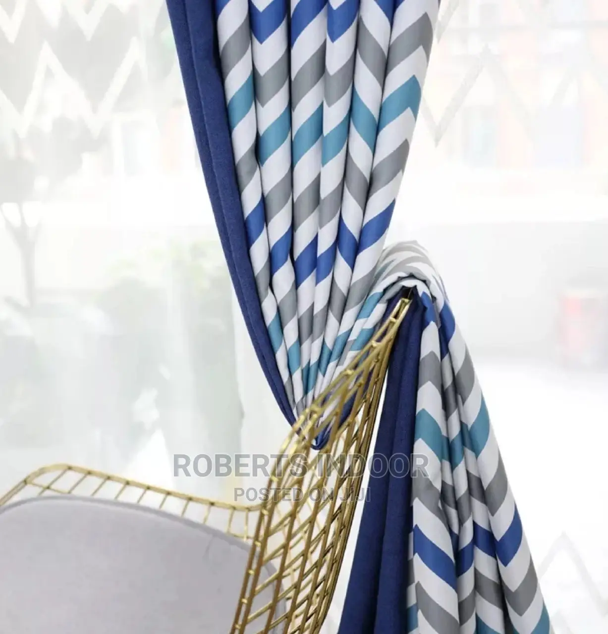Printed Blue Elegant House Curtain