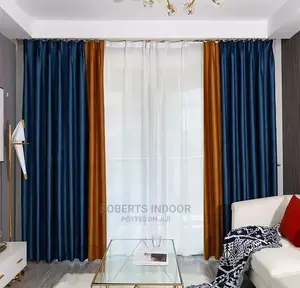 Blue and Gold Elegant House Curtain
